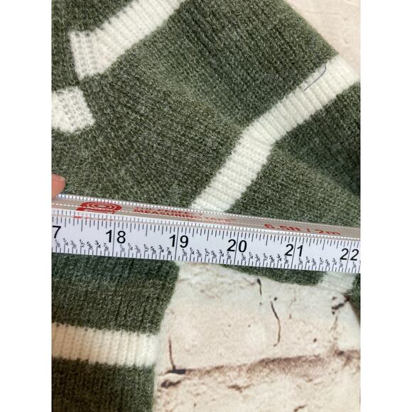 Renuar Sweater Womens Large Full Zip Front Olive Green Striped Collared Stretch - Picture 8 of 13